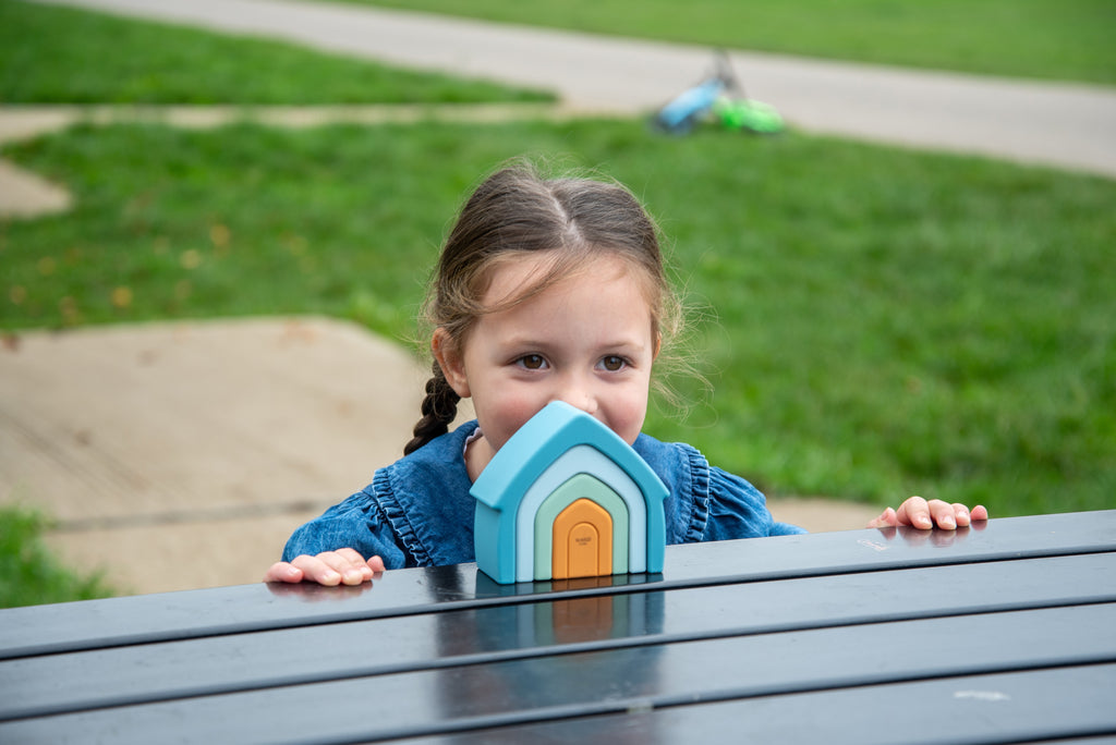Tickit Silisoft Stacking Houses (neutral) Pk4