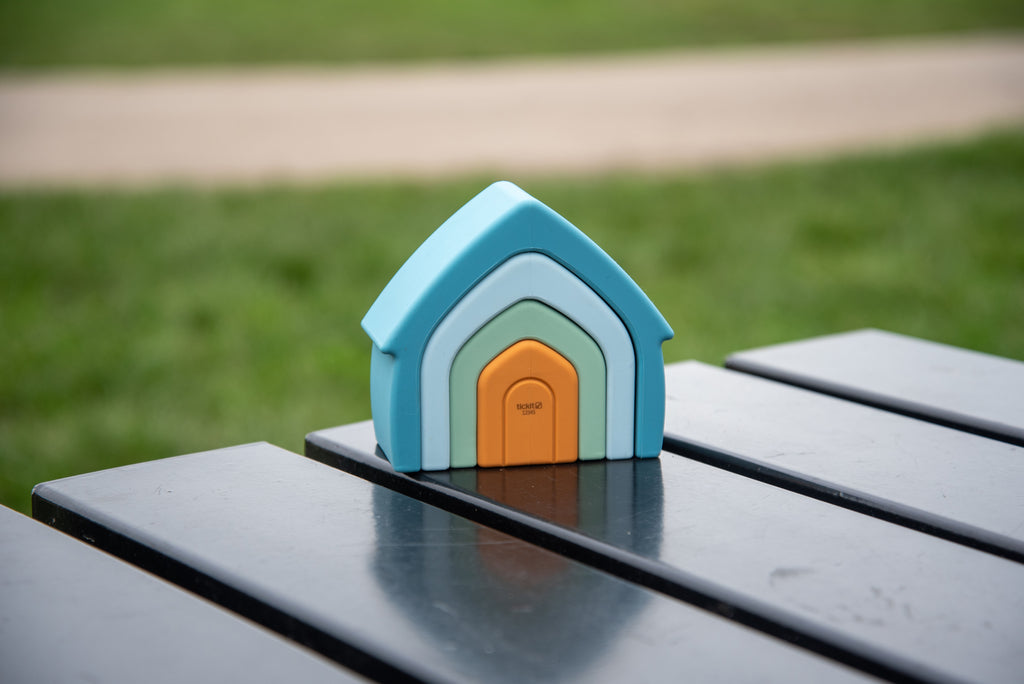 Tickit Silisoft Stacking Houses (neutral) Pk4