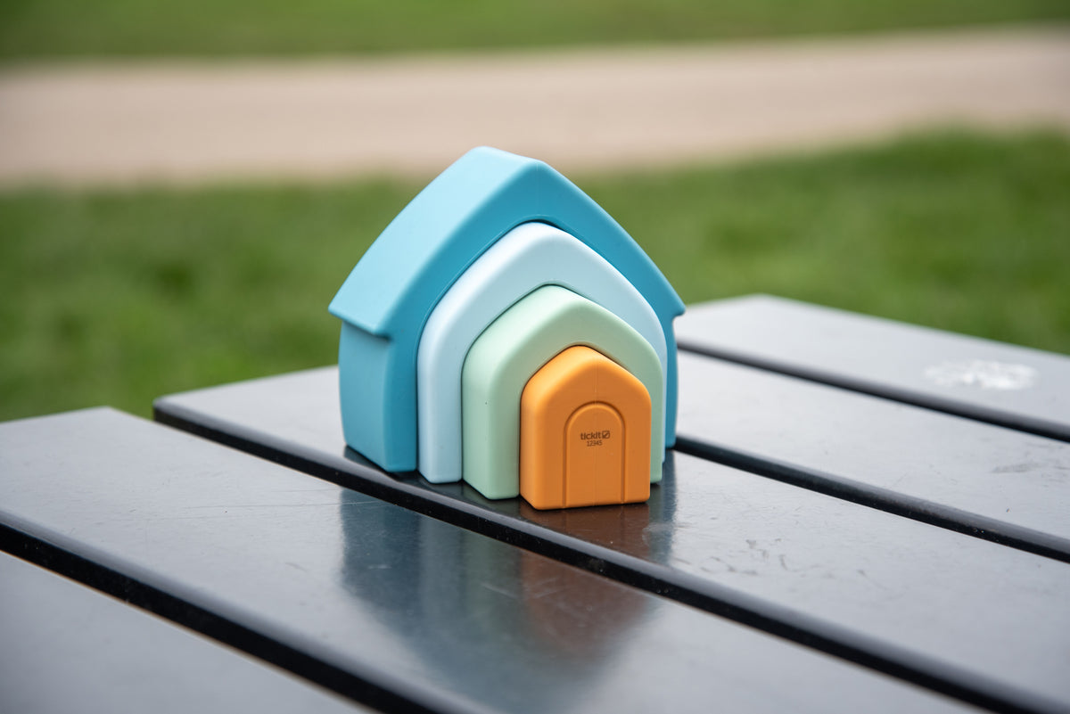 Tickit Silisoft Stacking Houses (neutral) Pk4